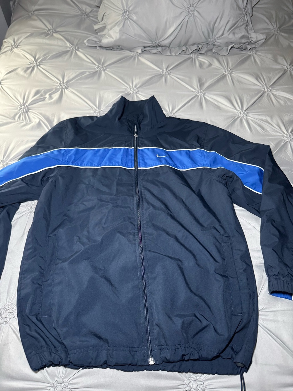 Nike Men's Navy Jacket with Royal Blue Stripe